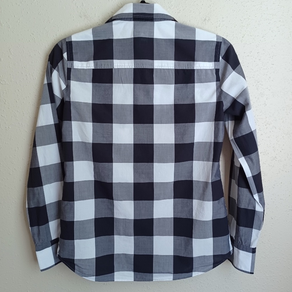 J. Crew Size 4 Black and White Buffalo Plaid Long Sleeve Button Down Shirt - Picture 3 of 9